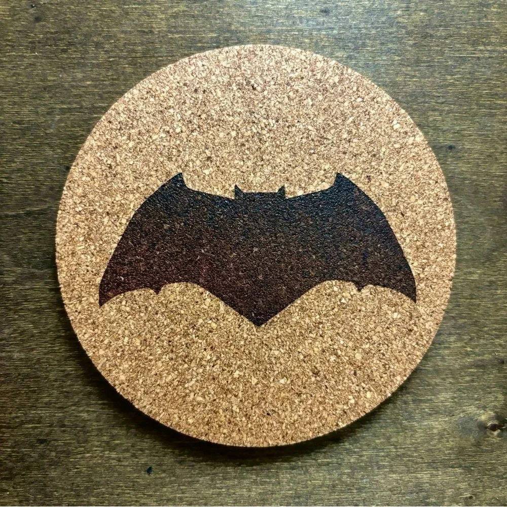 Batman Cinematic Logos Laser Engraved Cork Coasters Lot of 4